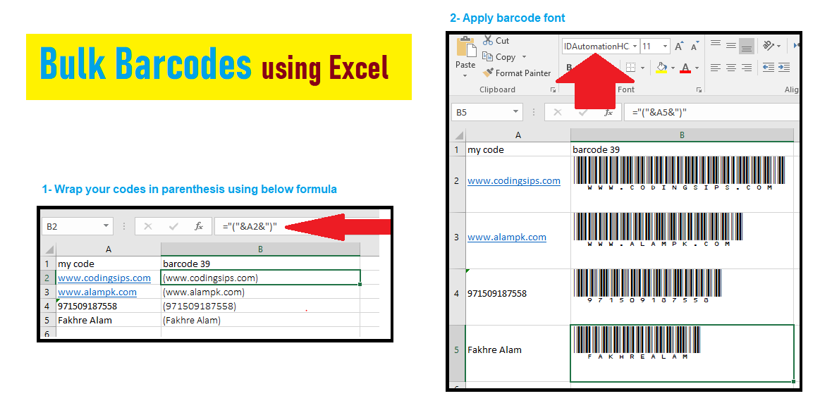 Generate bulk barcode in Excel - Coding Sips